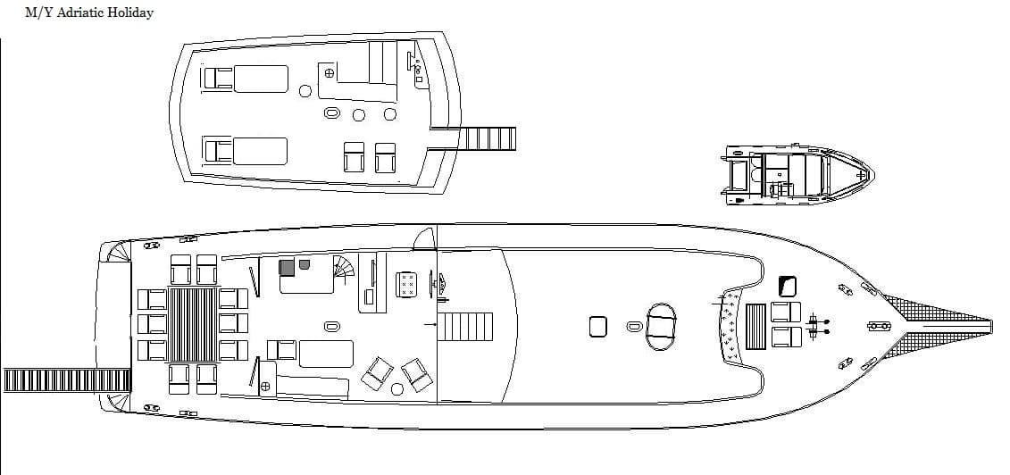 Gulet Adriatic Holiday - Main Deck & Sun Deck Plan